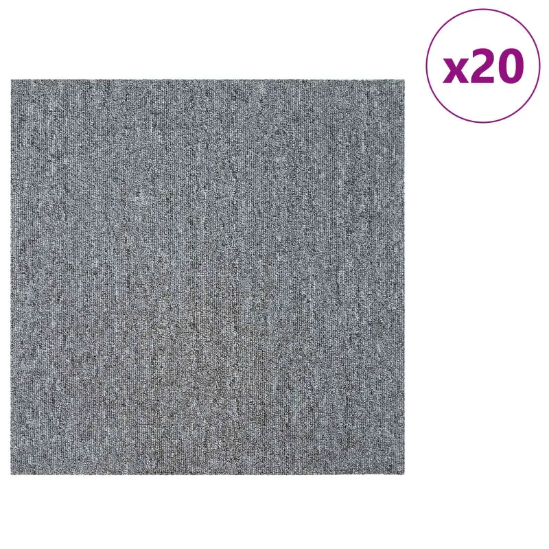 Kilimų plytelė Šviesiai pilka 50 x 50 cm 20 pcs PP ir Bitumas