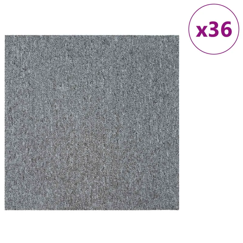 Kilimų plytelė Šviesiai pilka 50 x 50 cm 36 pcs PP ir Bitumas