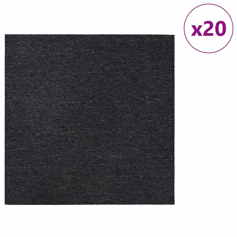 Kilimų plytelė Tamsiai pilka 50 x 50 cm 20 pcs PP ir Bitumas