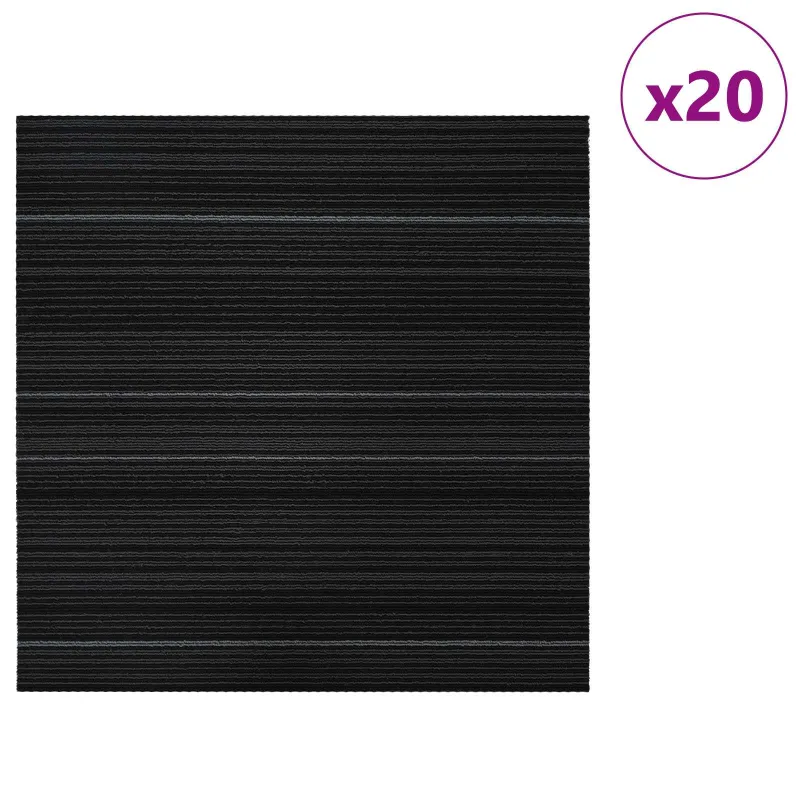 Kilimų plytelė Dryžuota tamsiai pilka 50 x 50 cm 20 pcs