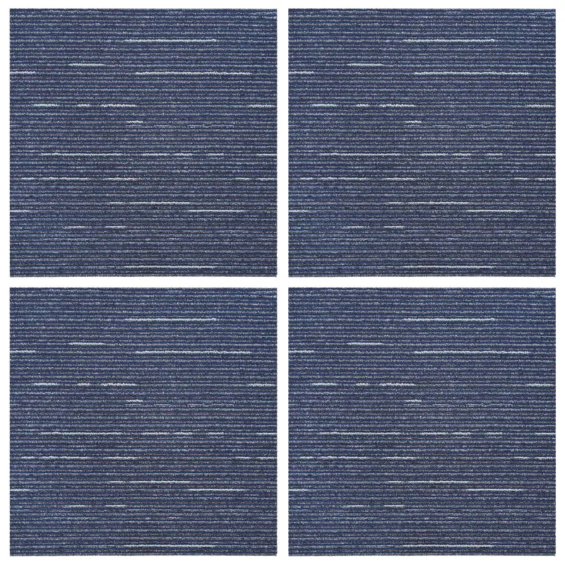 Kilimų plytelė Dryžuota mėlyna 50 x 50 cm 4 pcs PP ir Bitumas