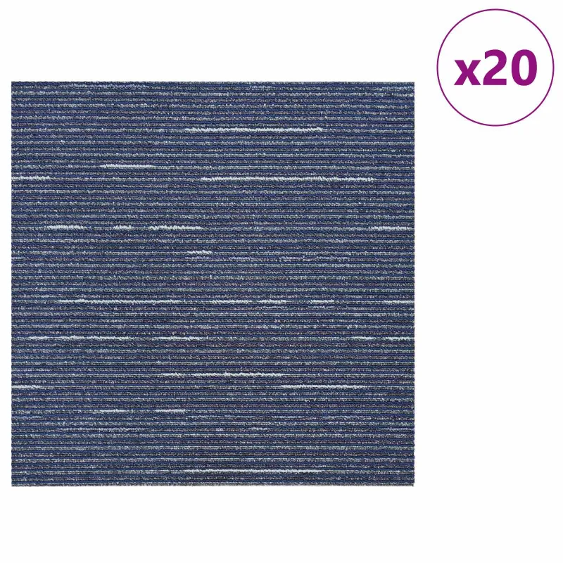 Kilimų plytelė Dryžuota mėlyna 50 x 50 cm 20 pcs PP ir Bitumas