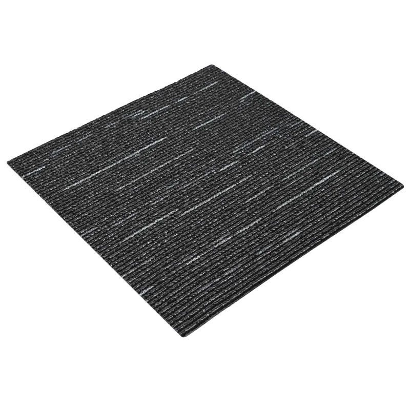 Kilimų plytelė Dryžuota Juoda 50 x 50 cm 4 pcs PP ir Bitumas