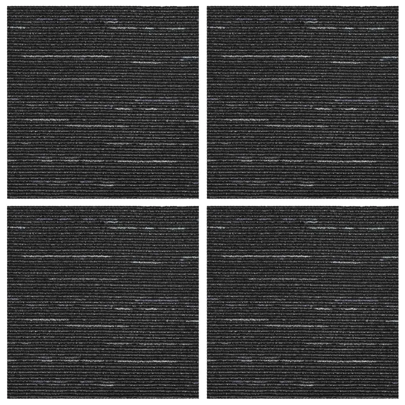Kilimų plytelė Dryžuota Juoda 50 x 50 cm 4 pcs PP ir Bitumas