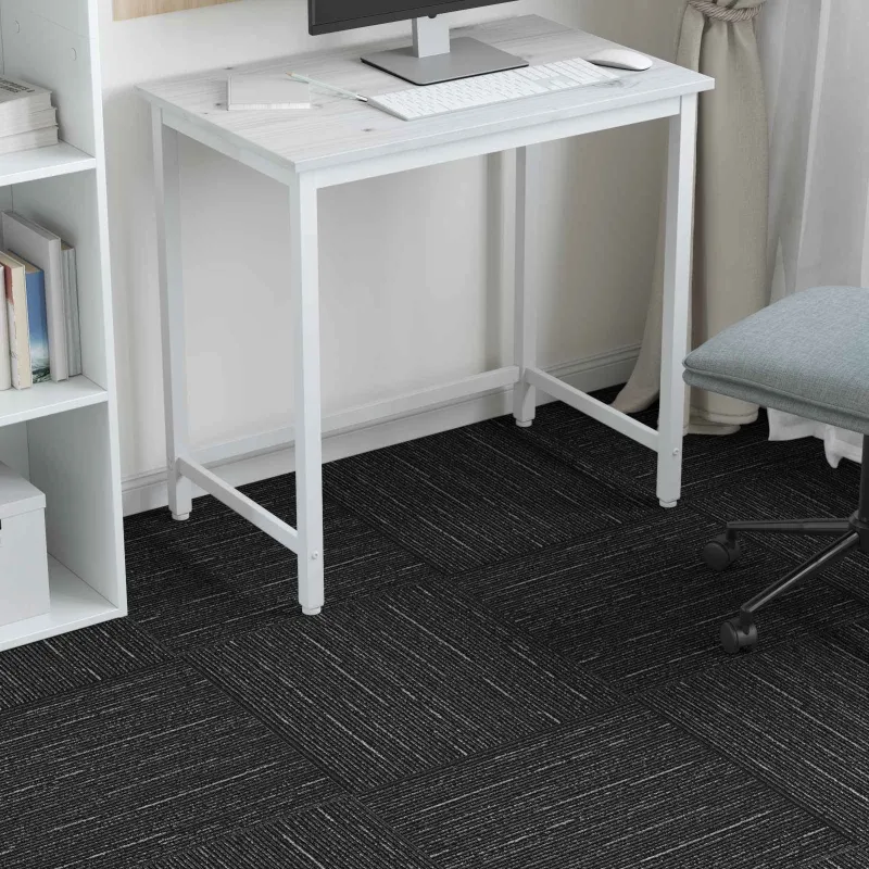 Kilimų plytelė Dryžuota Juoda 50 x 50 cm 36 pcs PP ir Bitumas