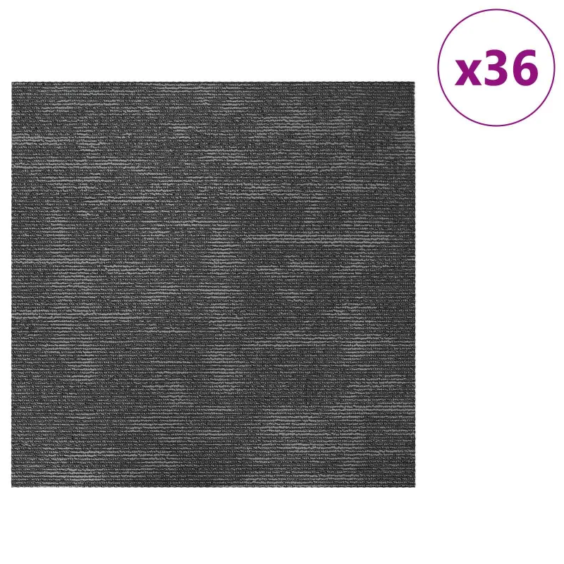 Kilimų plytelė Anglies pilka 50 x 50 cm 36 pcs PP ir Bitumas