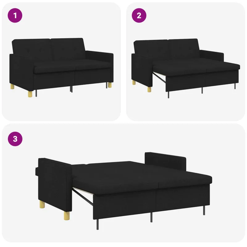 Ištraukiama sofa-lova Juoda Audinys