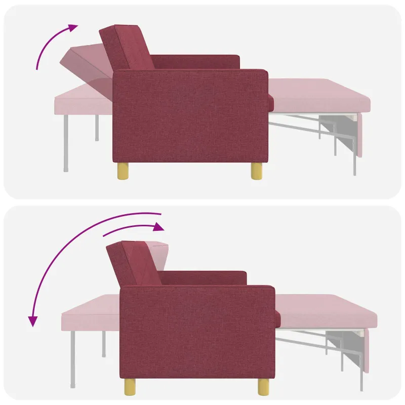 Ištraukiama sofa-lova Vyno raudona Audinys