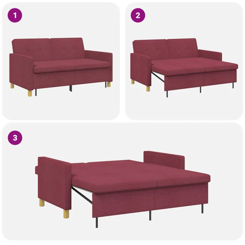 Ištraukiama sofa-lova Vyno raudona Audinys