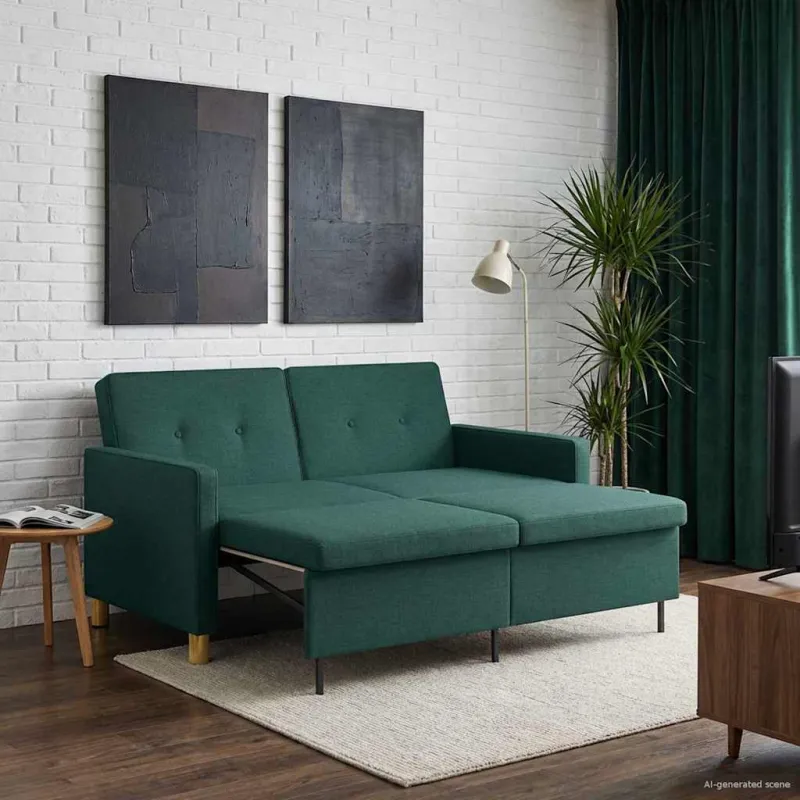 Ištraukiama sofa-lova Tamsiai žalia Audinys