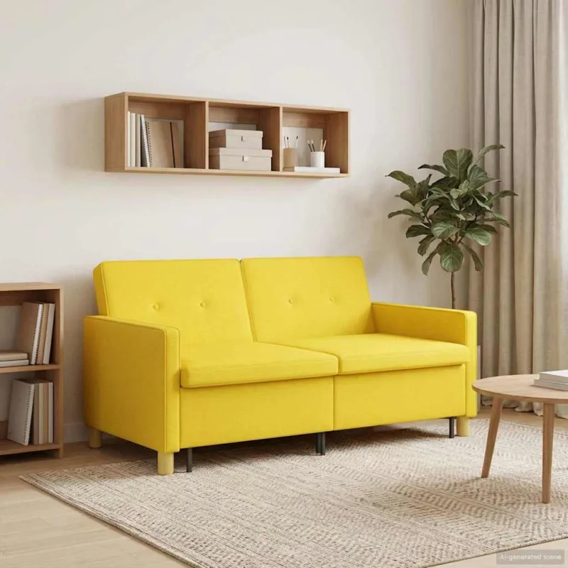 Ištraukiama sofa-lova Šviesi geltona Audinys