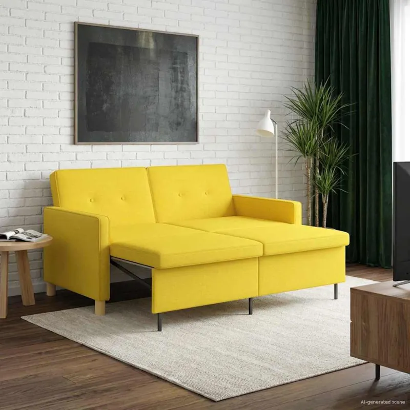 Ištraukiama sofa-lova Šviesi geltona Audinys