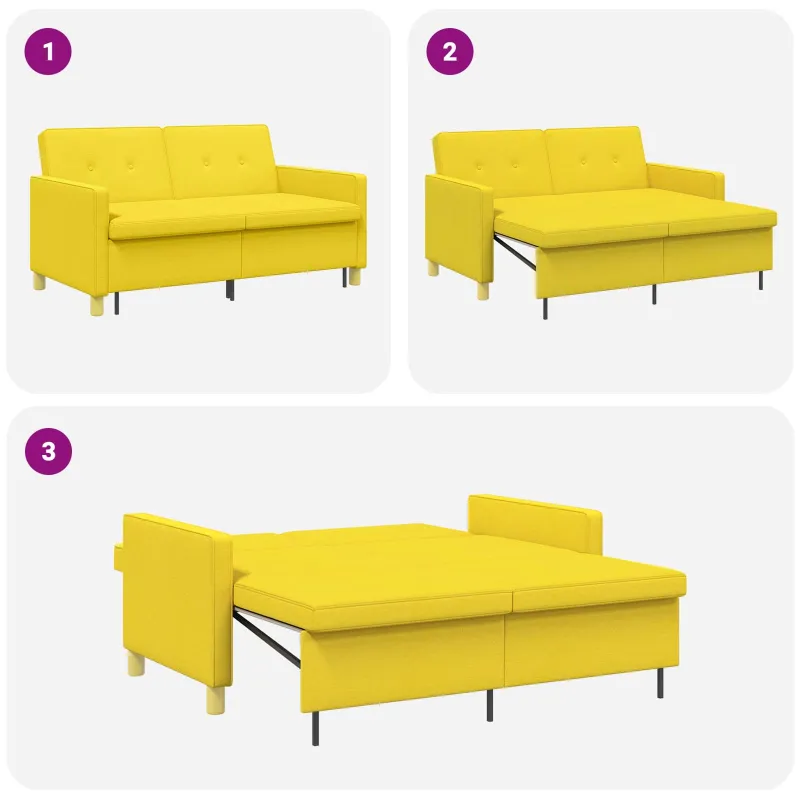 Ištraukiama sofa-lova Šviesi geltona Audinys