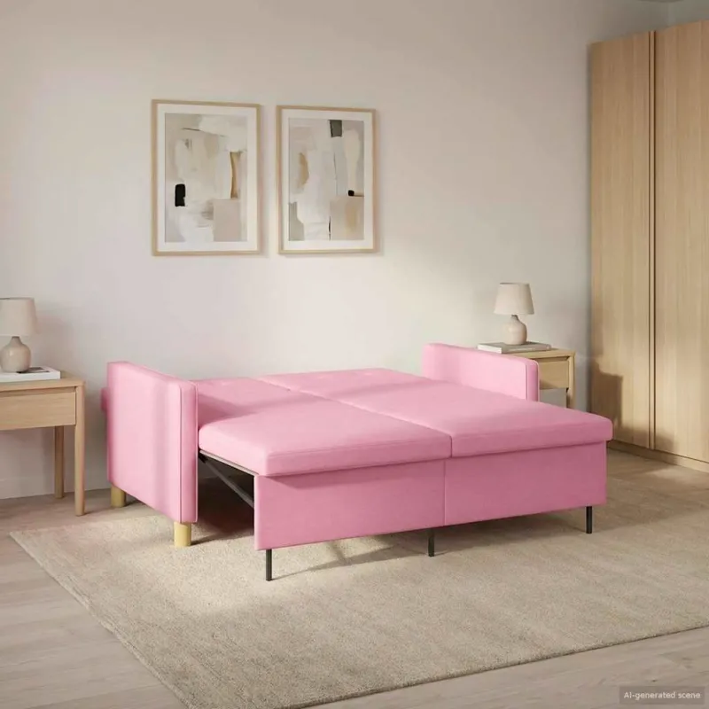 Ištraukiama sofa-lova Rožinė Audinys