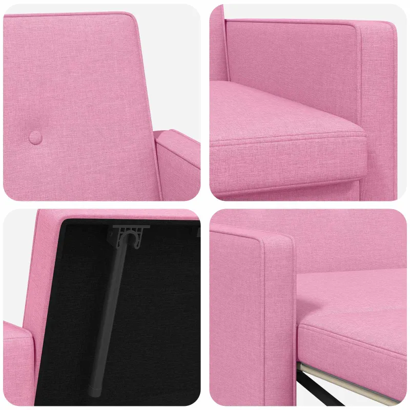 Ištraukiama sofa-lova Rožinė Audinys