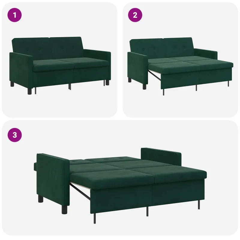 Sofa lova Tamsiai žalia Audinys