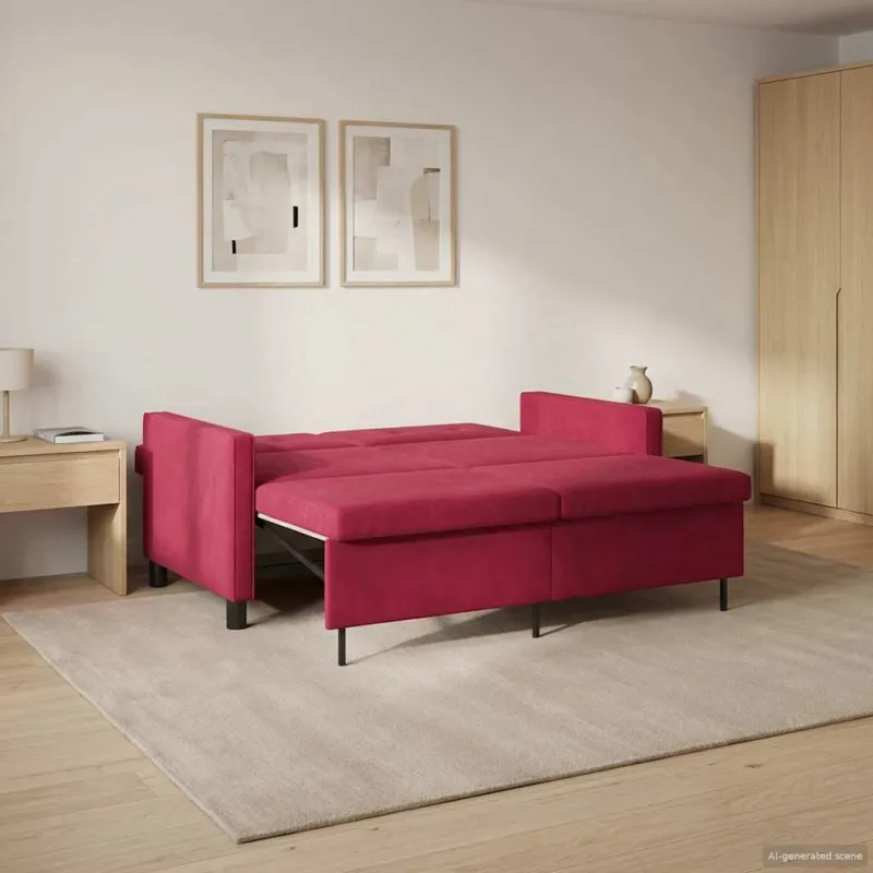 Sofa lova Vyno raudona Audinys