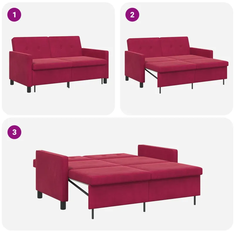Sofa lova Vyno raudona Audinys
