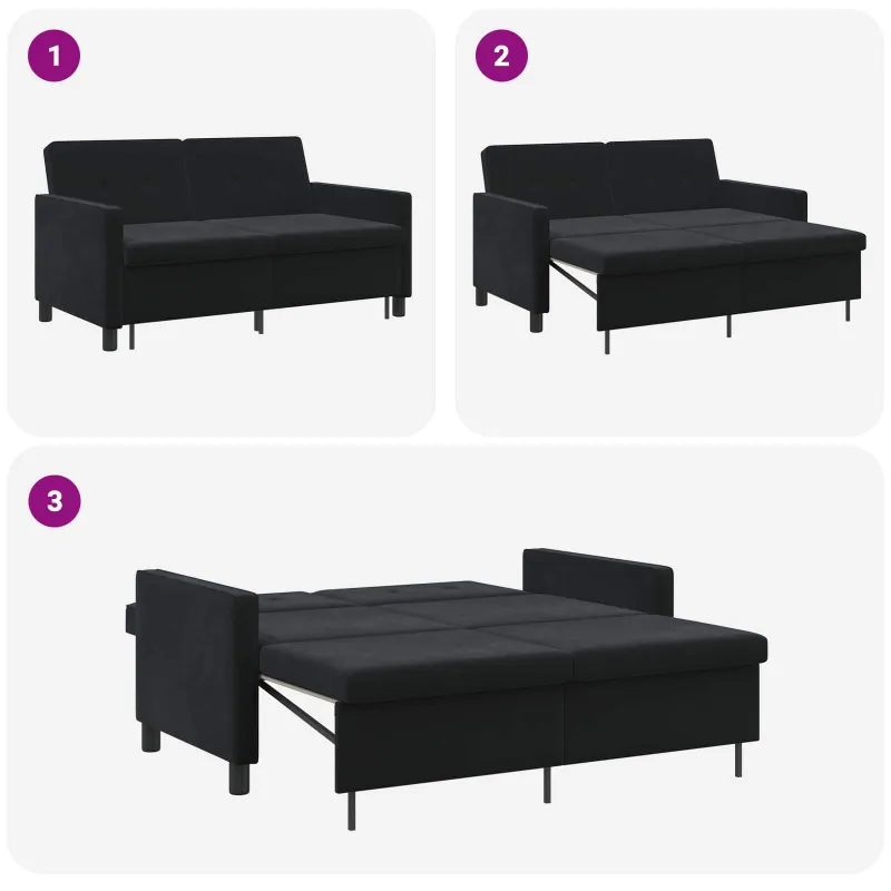 Sofa lova Juoda Audinys