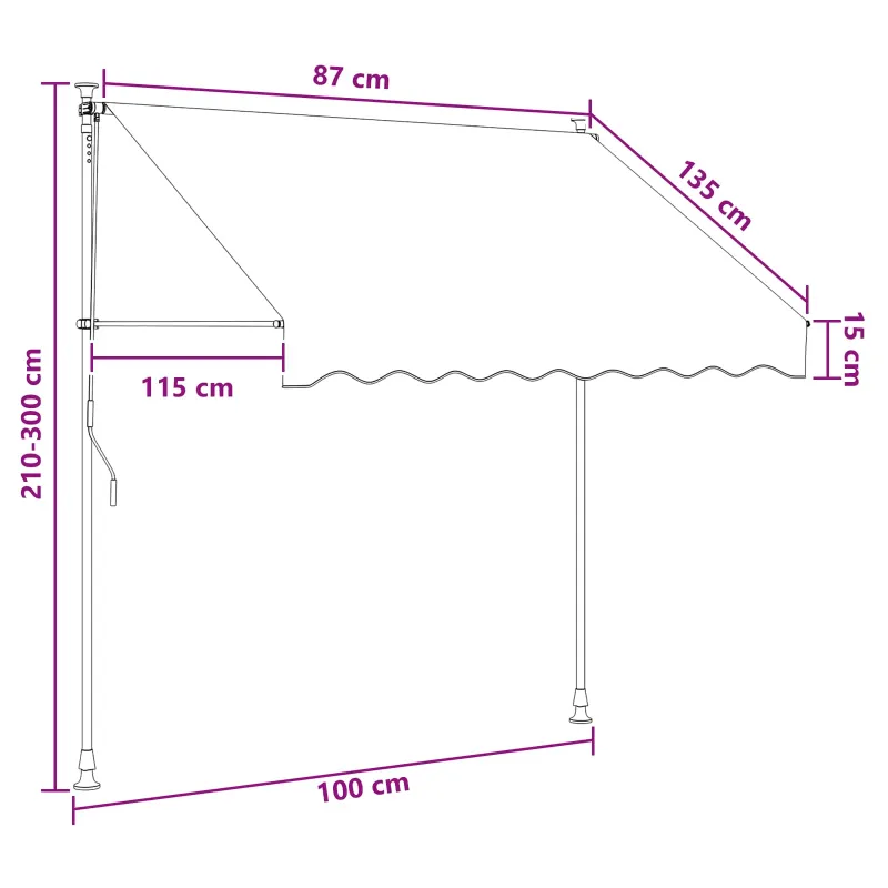 Rankinė sulankstoma markizė Antracito ir baltos 100 cm