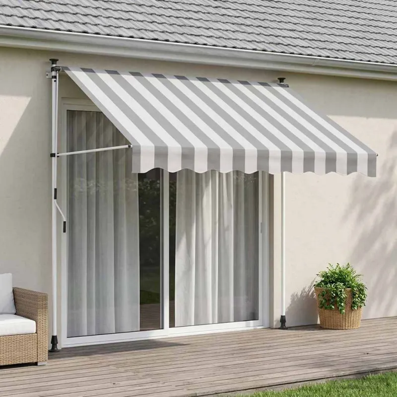 Rankinė sulankstoma markizė Antracito ir baltos 200 cm