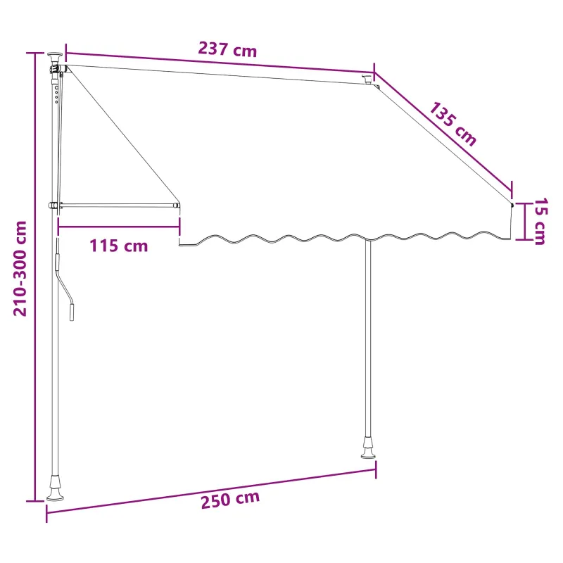 Rankinė sulankstoma markizė Ruda 250 cm