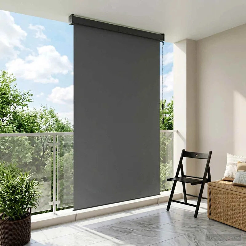 Roletas Šviesiai pilka 60 x 250 cm Audinys ir aliuminis