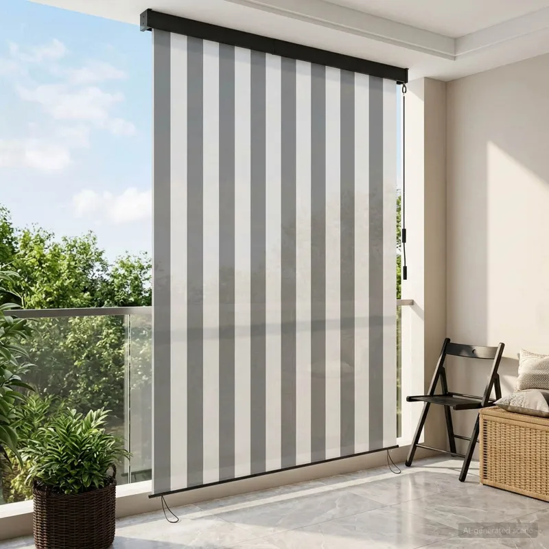 Roletas Antracito ir baltos 140 x 250 cm Audinys ir aliuminis