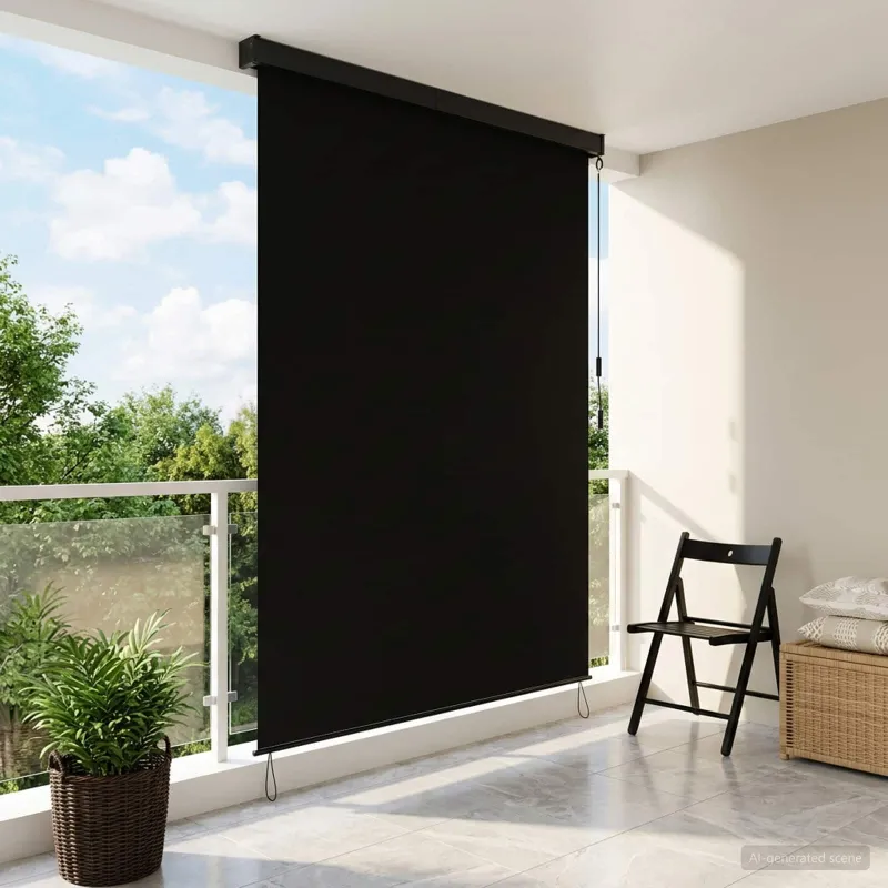 Roletas Juoda 180 x 250 cm Audinys ir aliuminis