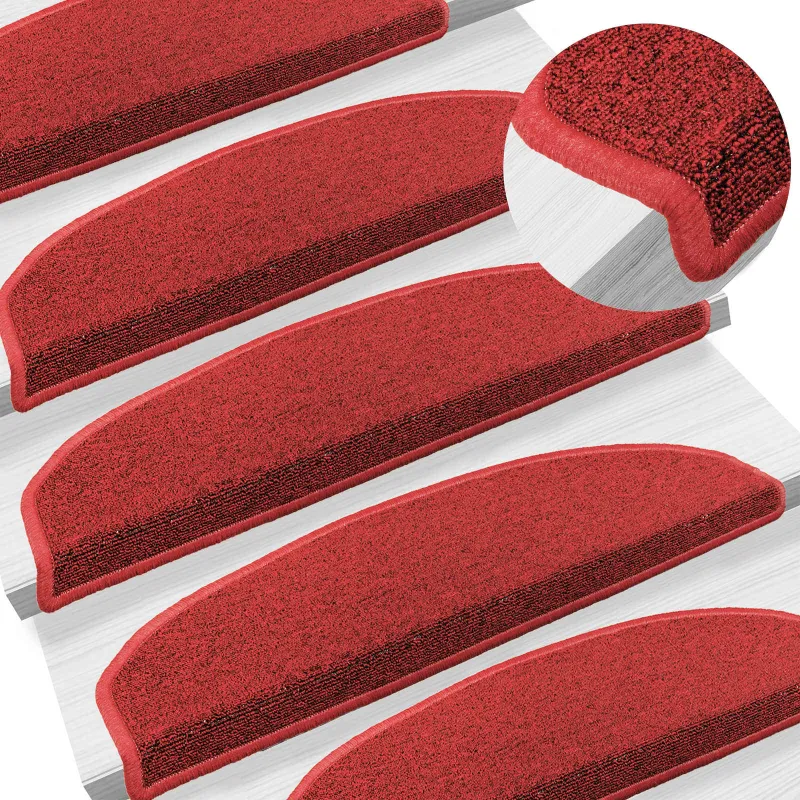 Savaime prilipantys laiptų kilimėliai Pusapvalis 15 pcs Raudona