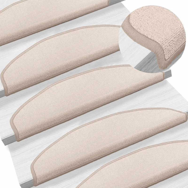 Savaime prilipantys laiptų kilimėliai Pusapvalis 15 pcs Taupe