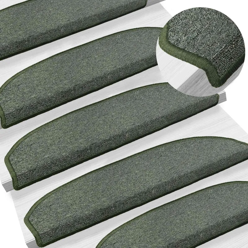 Savaime prilipantys laiptų kilimėliai 15 pcs Tamsiai žalia