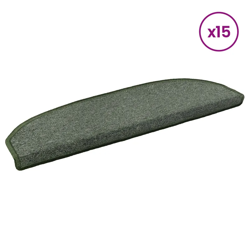 Savaime prilipantys laiptų kilimėliai 15 pcs Tamsiai žalia