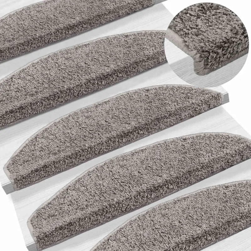 Savaime prilipantys laiptų kilimėliai Pusapvalis 15 pcs Pilka