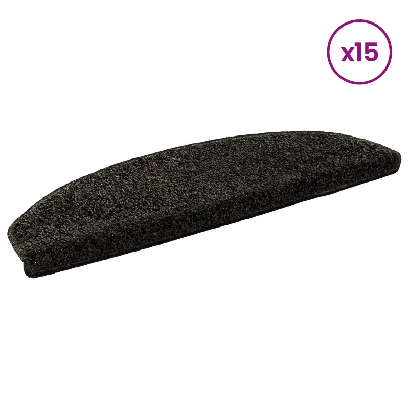 Savaime prilipantys laiptų kilimėliai 15 pcs Antracito