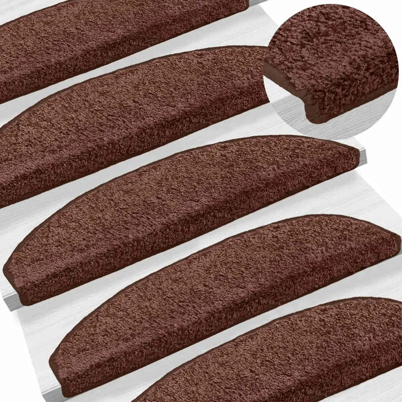 Savaime prilipantys laiptų kilimėliai Pusapvalis 15 pcs Ruda