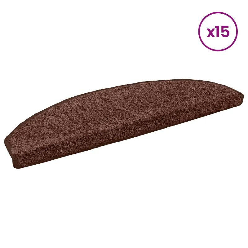 Savaime prilipantys laiptų kilimėliai Pusapvalis 15 pcs Ruda