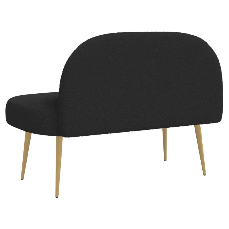 Aptrauktas suolelis su atlošu Juoda 110 x 60 x 76 cm Bouclé