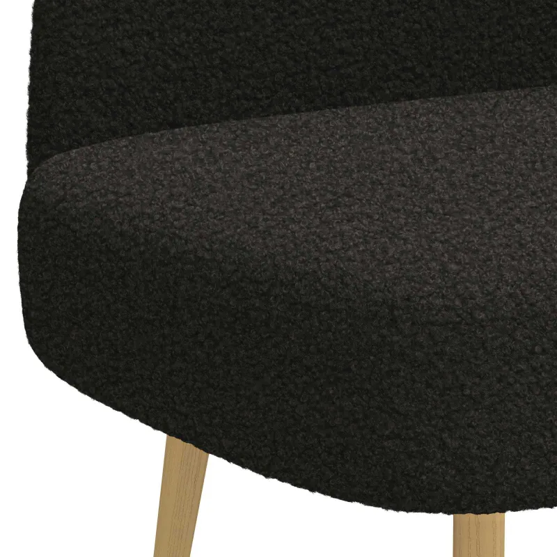 Aptrauktas suolelis su atlošu Juoda 110 x 60 x 76 cm Bouclé