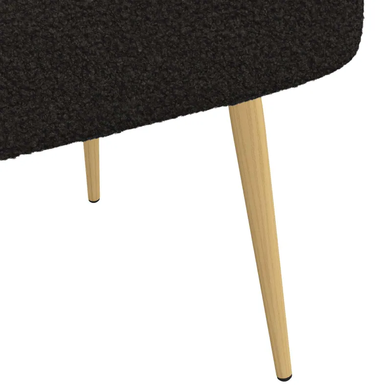 Aptrauktas suolelis su atlošu Juoda 110 x 60 x 76 cm Bouclé