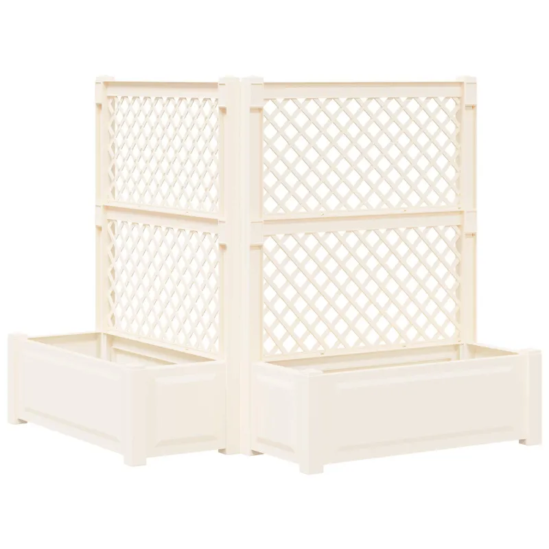 Didelis vazonas su treliu 2 pcs Balta 143 x 143 x 133,5 cm PP