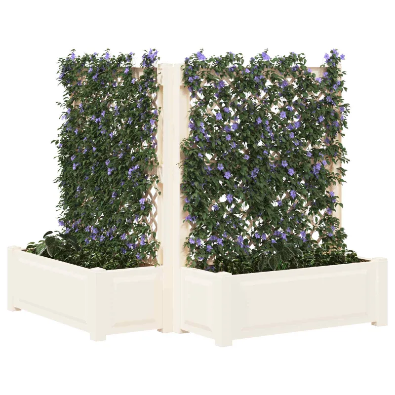 Didelis vazonas su treliu 2 pcs Balta 143 x 143 x 133,5 cm PP