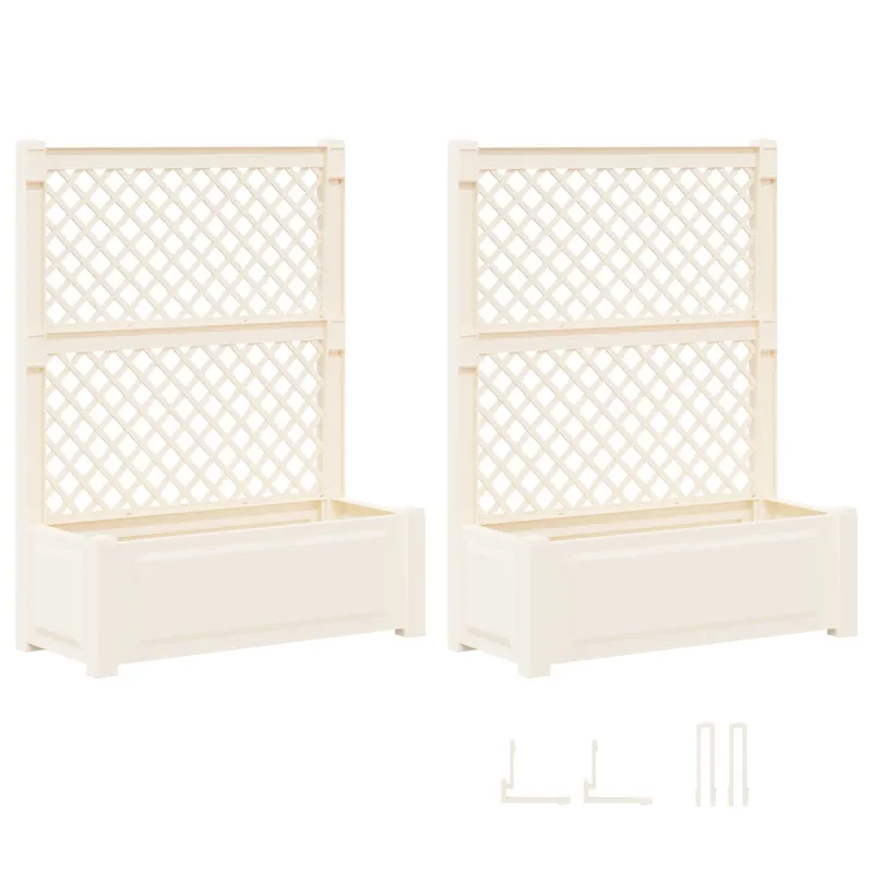 Didelis vazonas su treliu 2 pcs Balta 143 x 143 x 133,5 cm PP