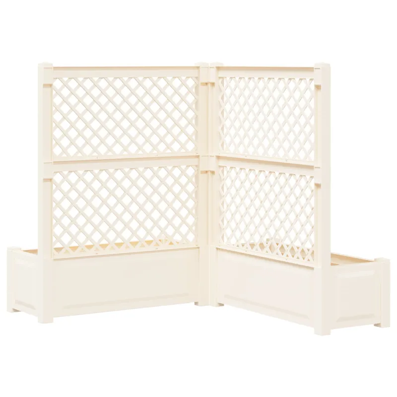 Didelis vazonas su treliu 2 pcs Balta 143 x 143 x 133,5 cm PP