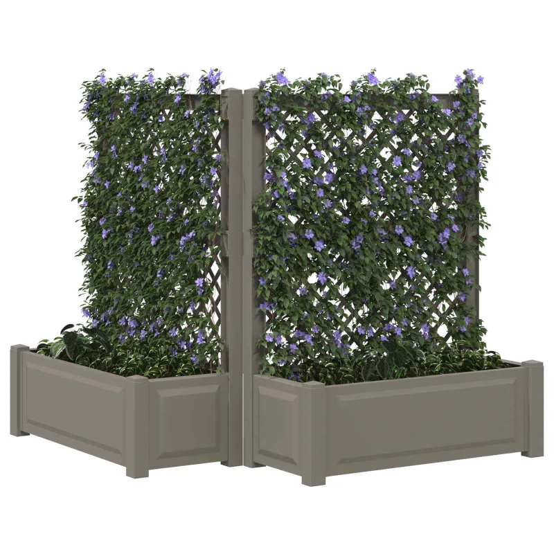Didelis vazonas su treliu 2 pcs Pilka 143 x 143 x 133,5 cm PP