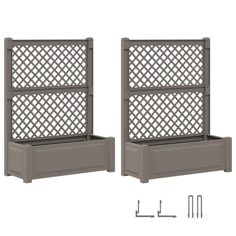 Didelis vazonas su treliu 2 pcs Pilka 143 x 143 x 133,5 cm PP