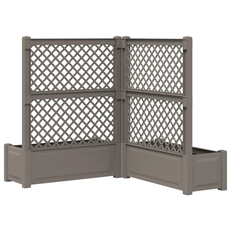 Didelis vazonas su treliu 2 pcs Pilka 143 x 143 x 133,5 cm PP