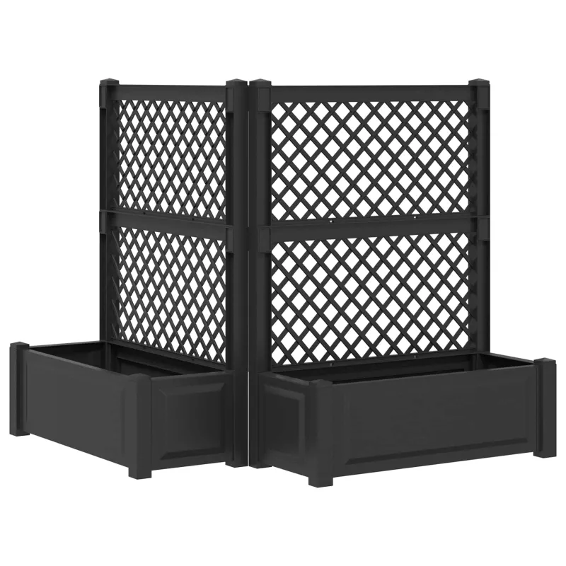 Didelis vazonas su treliu 2 pcs Antracito 143 x 143 x 133,5 cm