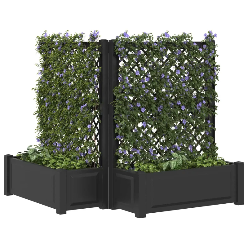 Didelis vazonas su treliu 2 pcs Antracito 143 x 143 x 133,5 cm