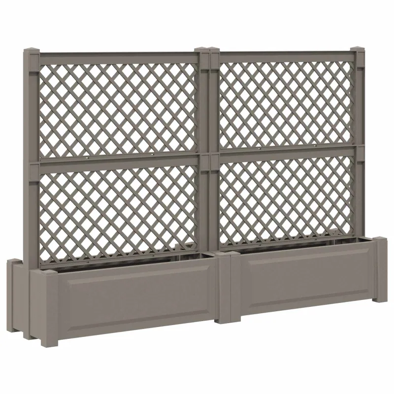 Didelis vazonas su treliu 2 pcs Pilka 200 x 43 x 133,5 cm PP
